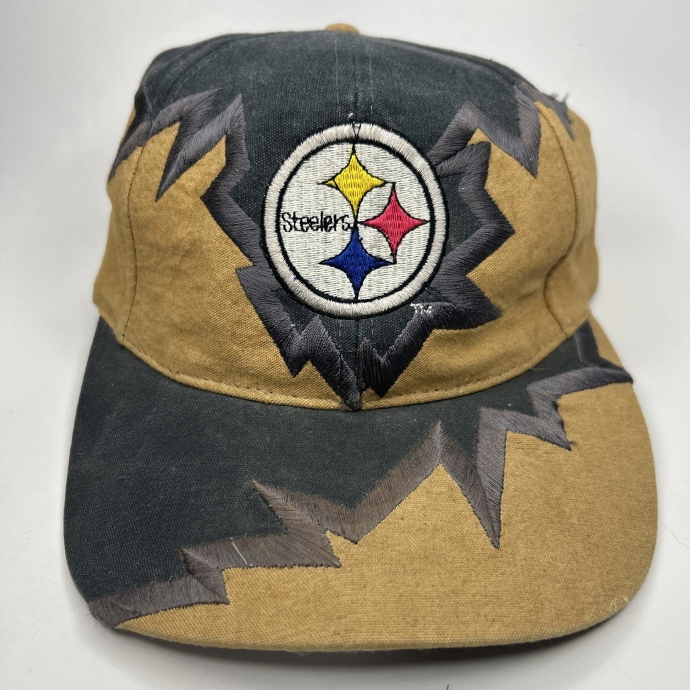 VTG 90S Drew Pearson Strapback Hat Pittsburgh Steelers Jagged Edge Shockwave